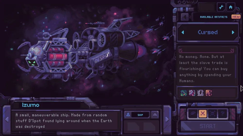 The demo ship-select screen with Izumo and the mode cards