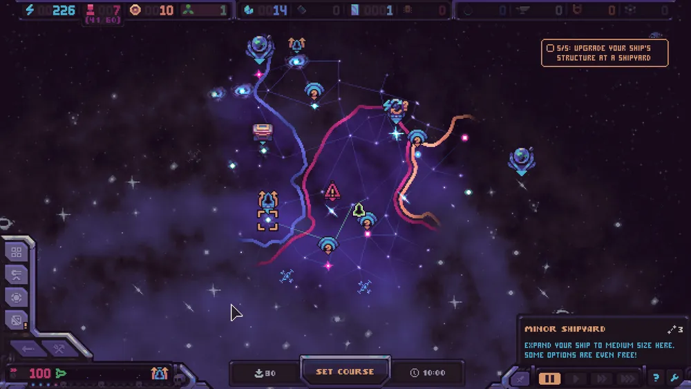 The galaxy map with routes, star types, and fog of war